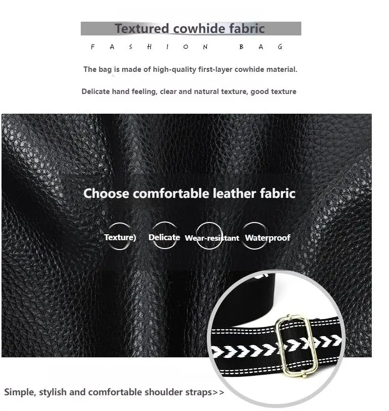 100% Cowhide Women's Shoulder Bags Genuine Leather Woven Crossbody Bags Wide Straps Messenger Bags Fashion Designer Brands Totes