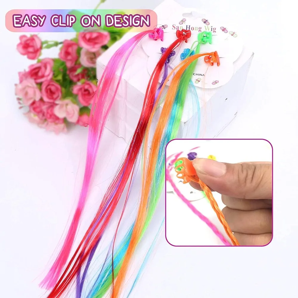 Colorful Hair Extensions Clip for Kids Girls DIY Hair Accessories