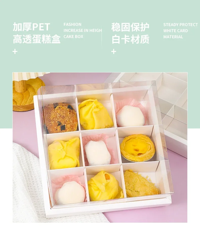 Why 87+ Bakeries Chose This: 10pcs Dessert Grid Boxes with 92% Transparency PET Lids – ... - SKU TDGB1220 - UGI Packaging