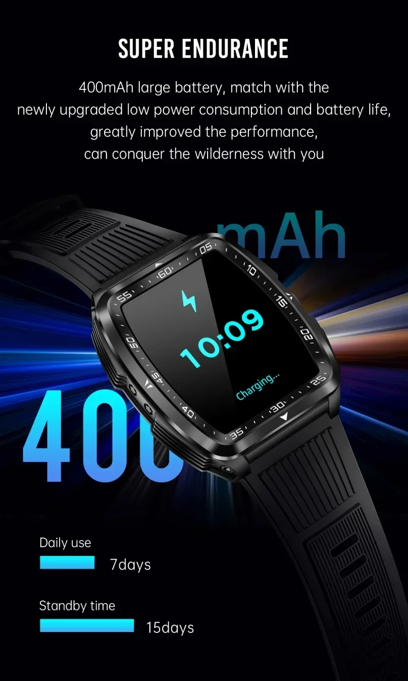 Relógio inteligente masculino militar com monitor de saúde, IA, voz, chamada Bluetooth, fitness, à prova d'água, esportivo, smartwatch para celular iOS e Android_voghion.com