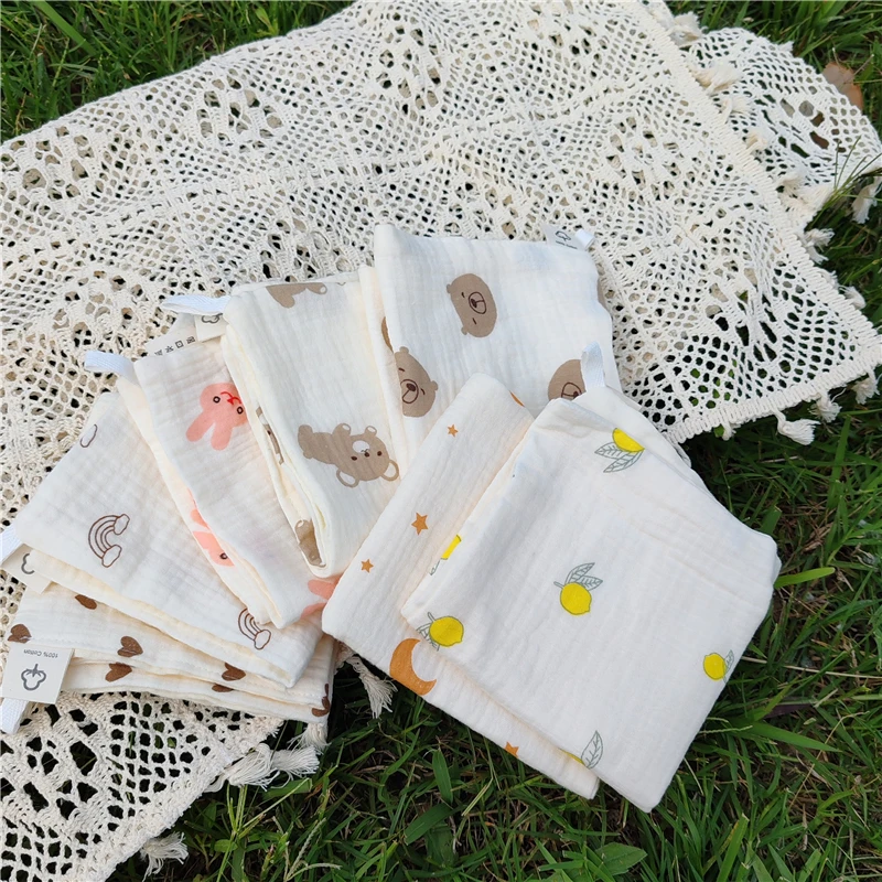 4pcs Cotton Baby Face Towel Newborn Baby Items 4 Layer Supersoft Muslin Bibs Handkerchief Saliva Towel Feeding Burp Cloths
