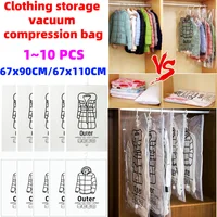 1-10pcs Vacuum Storage Bag Down Jacket Dust Cover Hunging Transparent Space Saving Compression Storage for Storing Clothes 1