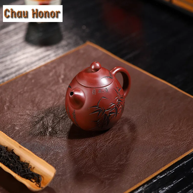 210ml Authentic Yixing Purple Clay Teapots Handmade Dargon Egg Pot Raw Ore Dragon Blood Sand Mud Tea Brewing Kettle Zisha Teaset