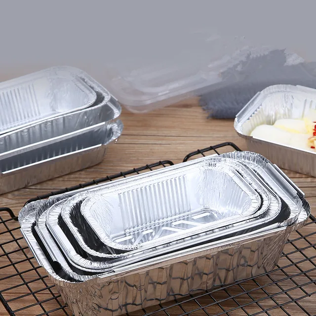 Aluminum Foil Takeaway Packing Boxes  Aluminum Baking Pans Disposable -  50pcs - Aliexpress