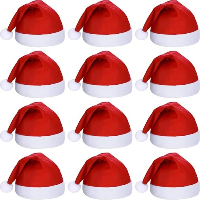 Triangle Christmas Hat Children Adult Soft Plush Father Christmas Cap Cotton Santa Claus Hats Festival Carnival Decorative Caps