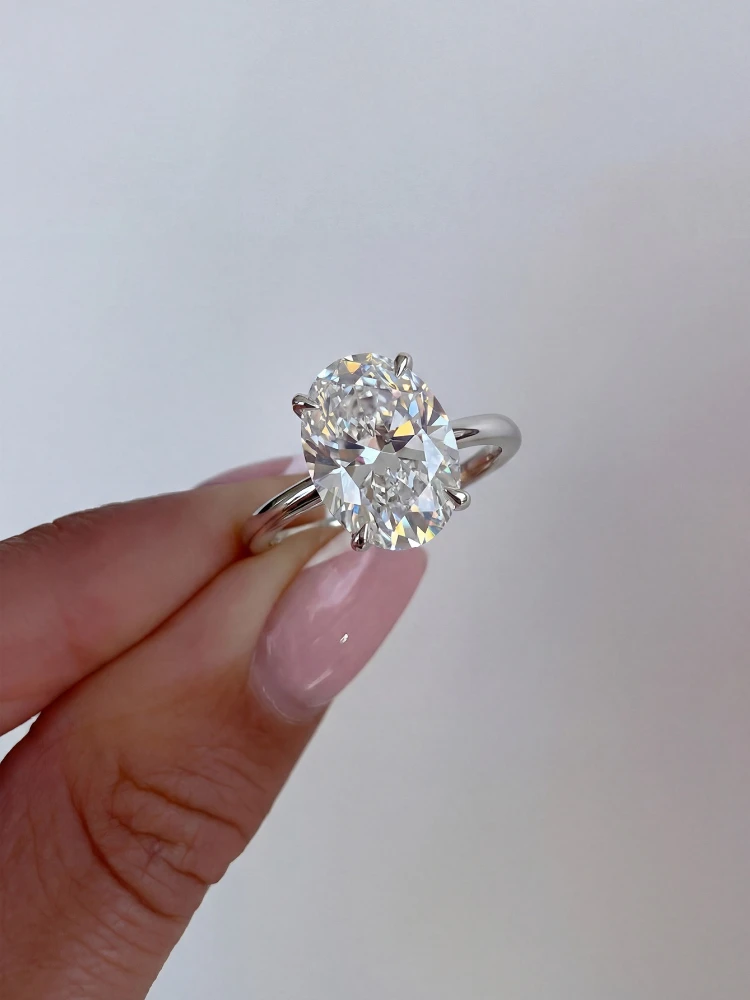 925 Sterling Silver Shiny Gorgeous 1-8CT Oval Zircon Ring For Women Engagement Wedding Luxury High Quality Fine Jewelry Image 4