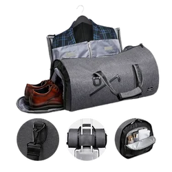 New Convertible Garment Bag with Shoes Compartment Carry on Travel Suit Bags 2 in 1 Garment Duffle Bag for Men Weekender Bag