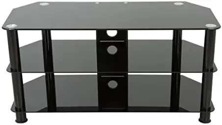 

TV Stand for Up to 50-Inch TVs, Black Glass, Chrome Legs Bogg bag charms Cloth hanger Bogg bag Organizador de gorras Under desk