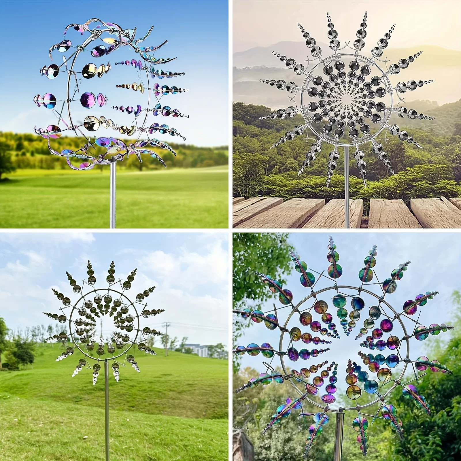 Creative Patio Garden Lawn Outdoor Courtyard Decoration Unique Wind Collectors Magical Kinetic Metal Windmill Swing-type wind