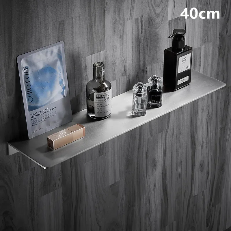ZTBH Badkamer Planken Zwart/Zilver RVS Badkamer Planken, Douche Hoek Plank, Vierkante Wandmontage Opslag Organizer Rack Badkamer Organizer (Kleur: Zilver 30cm