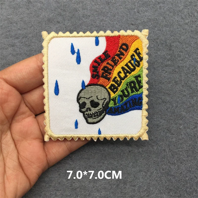 Flame Skull Embroidered Punk Patch