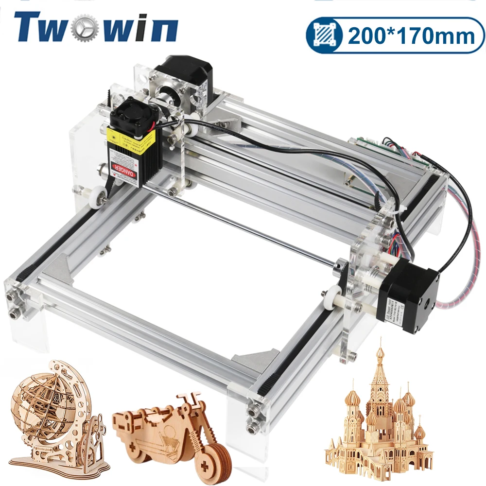 

TWOWIN 20W MINI DIY Desktop Laser Engraving Machine Picture LOGO CNC Printer Working Area 20cm*17cm Wood Router Engraver