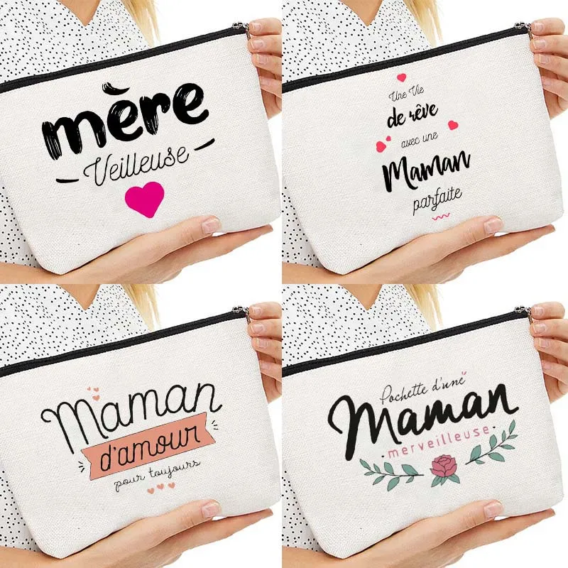 

Best Mother French Print Female Wash Storage Pouch Marraine Gifts Makeup Bags Women Cosmetic Case Travel Toiletries Organizer