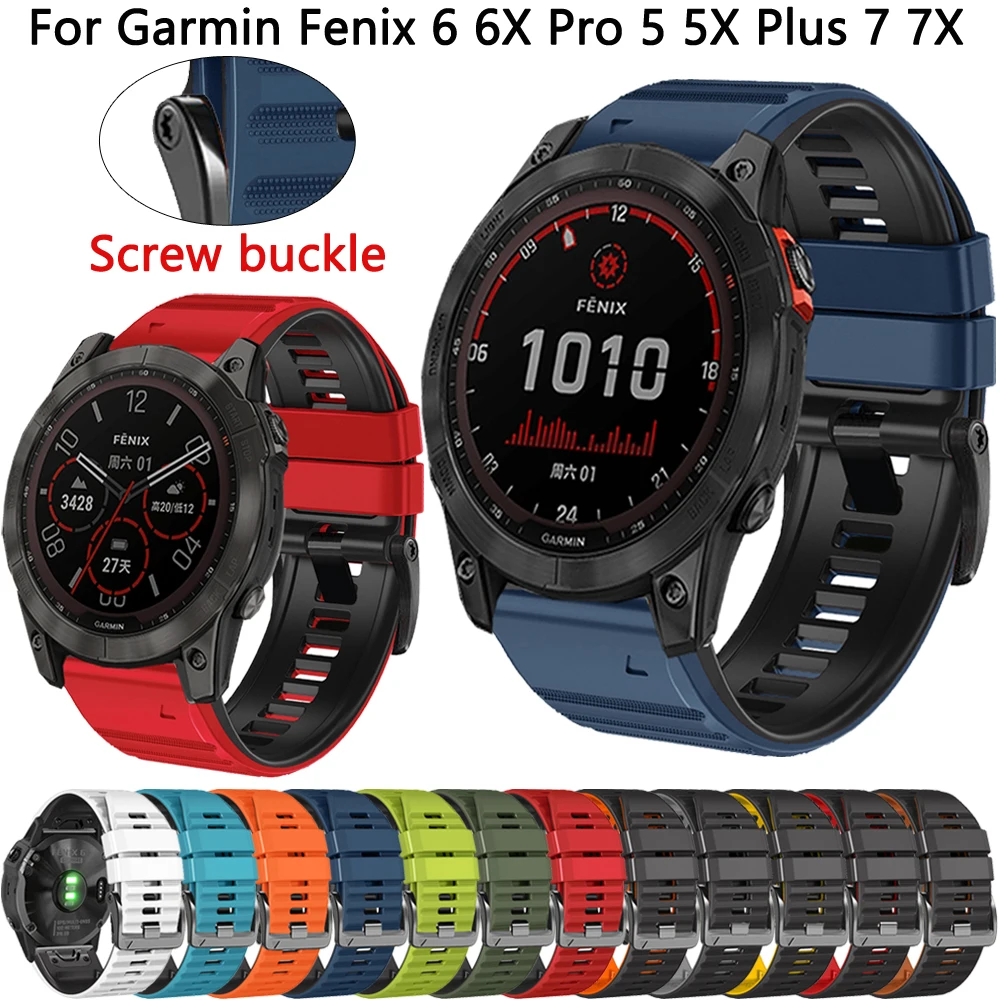 

22 26mm Band Bracelet For Garmin Fenix 7 7X 6 6X Pro 5 5X Plus 3 3HR Watch Strap Epix Mk1 Mk2i 945 955 Silicone Wristband Correa