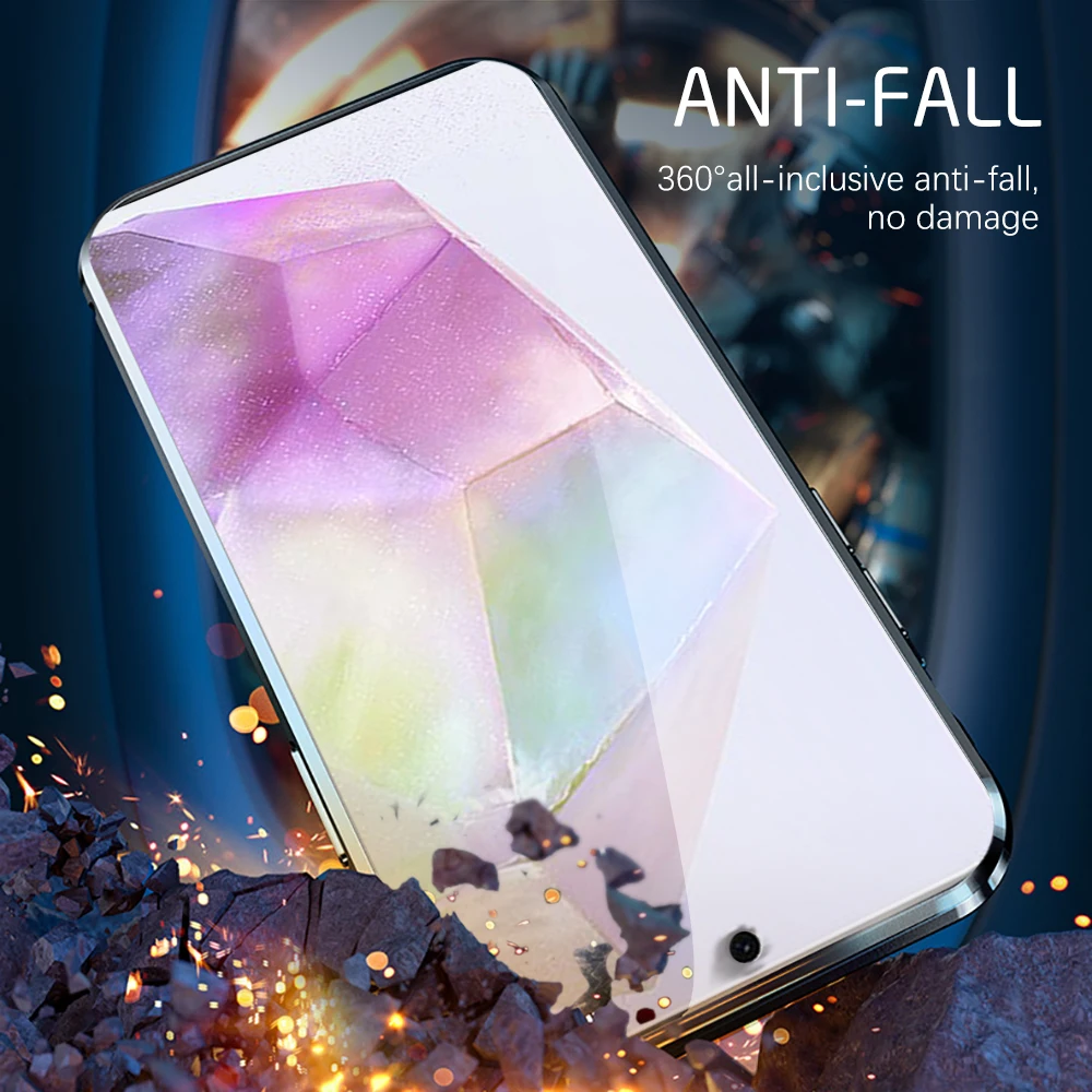 360&deg; Metal Magnetic Attraction Flip Case For Samsung Galaxy A35 5G Double-Side Tempered Glass Protect Coque SamsungA35 A 35