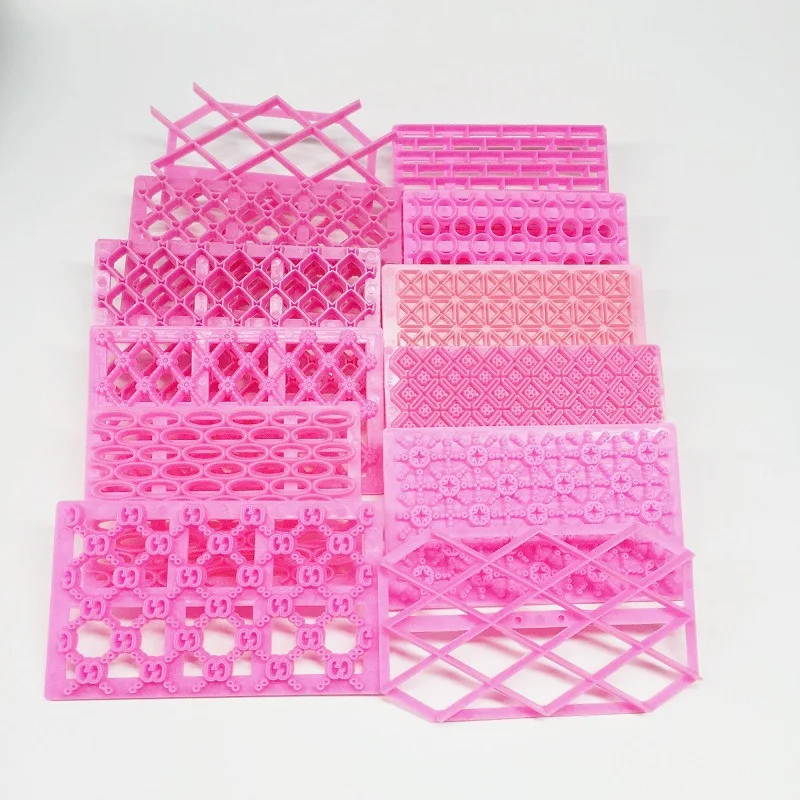 

12pcs/lot New Style Cake Tools with Diamond Grid Heart Butterfly Bowknot Cake Art Stamp Fondant Press Mold Printing Mold