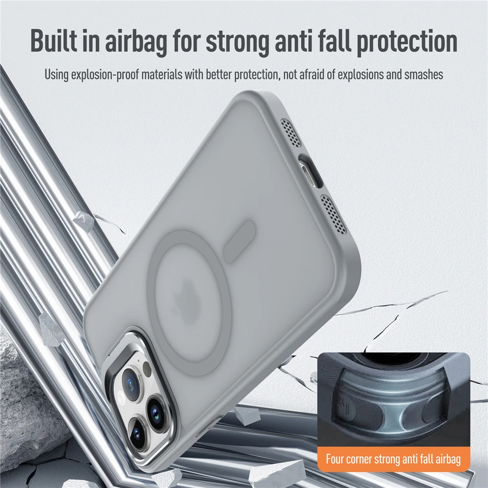 Magnetic Metal Lens Stand Holder Case with Magsafe and Matte Skin