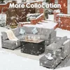 Outdoor Sectional Sofa Sets Rattan Wicker Patio Conversation Sets All Weather Patio Furniture Sets with Cushions and Glass Table 6