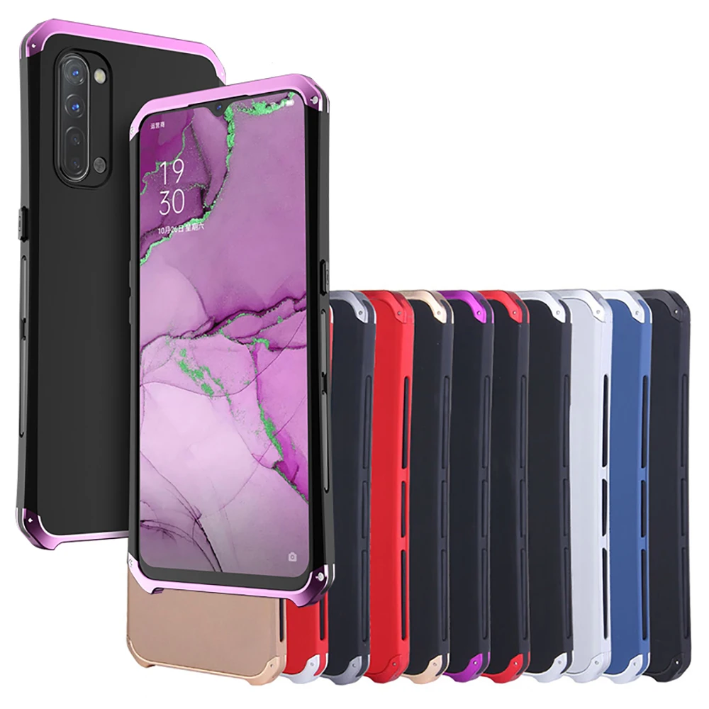 Hot Anti-fall Metal Frame Textured Plastic Back Plate For OPPO Reno3 Aluminum Alloy Bumper Case For OPPO Reno 3 Cover