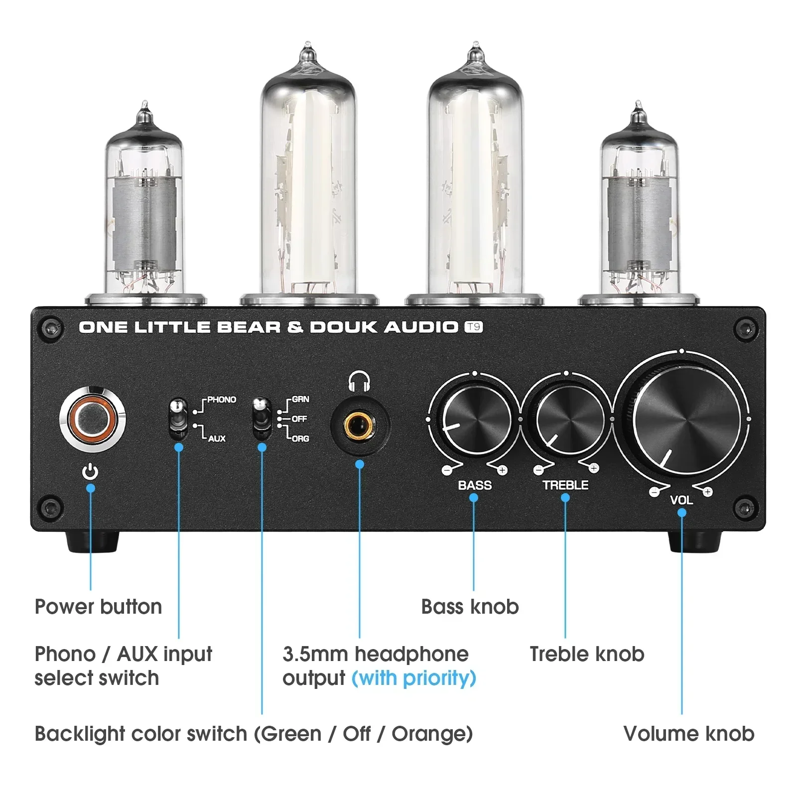 Douk Audio HIFI Tube Phono Stage Preamplifier For MM Turntables Stereo Preamp