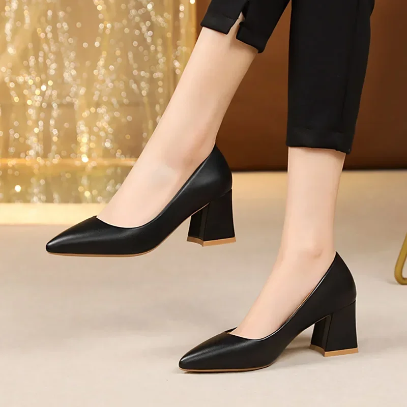 New Style Basic Pumps Pointed Toe High Heels Boat Shoes for Woman Dress Shoes Shallow White Wedding Shoes Black Large Size 35-42 4
