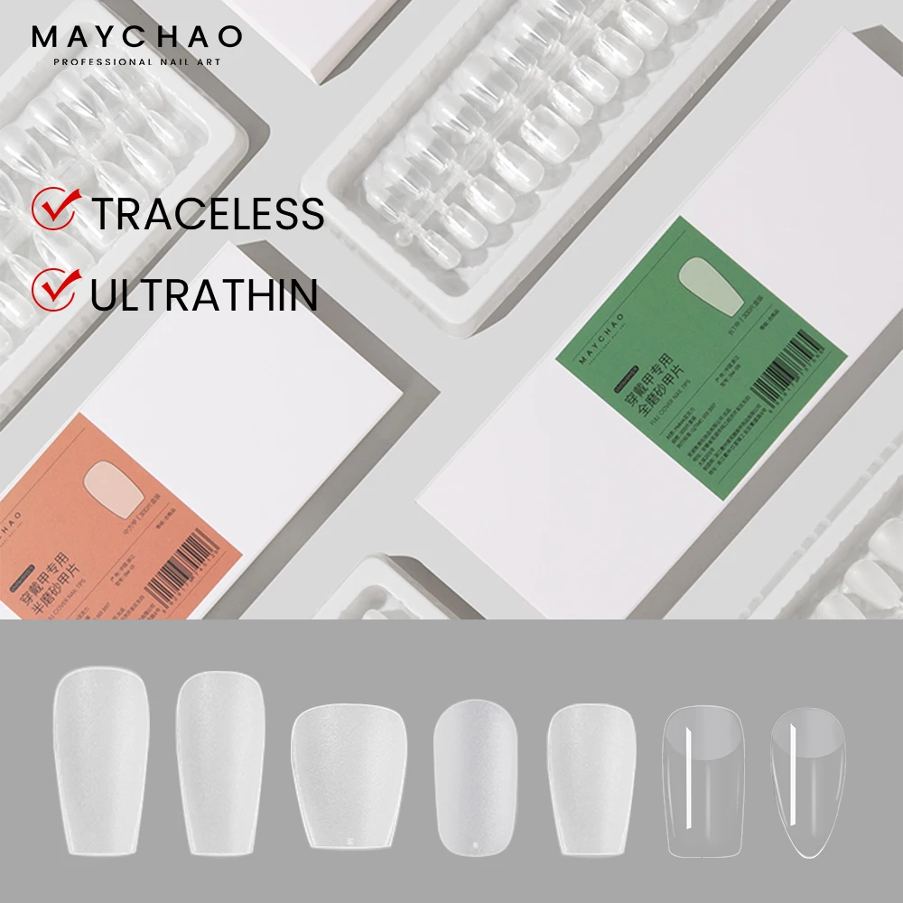 

MAYCHAO 300pcs/Box False Nails Acrylic Press On Artificial Nails Matte/Semi-matte Tips Fake Finger for Extension Manicure Tool