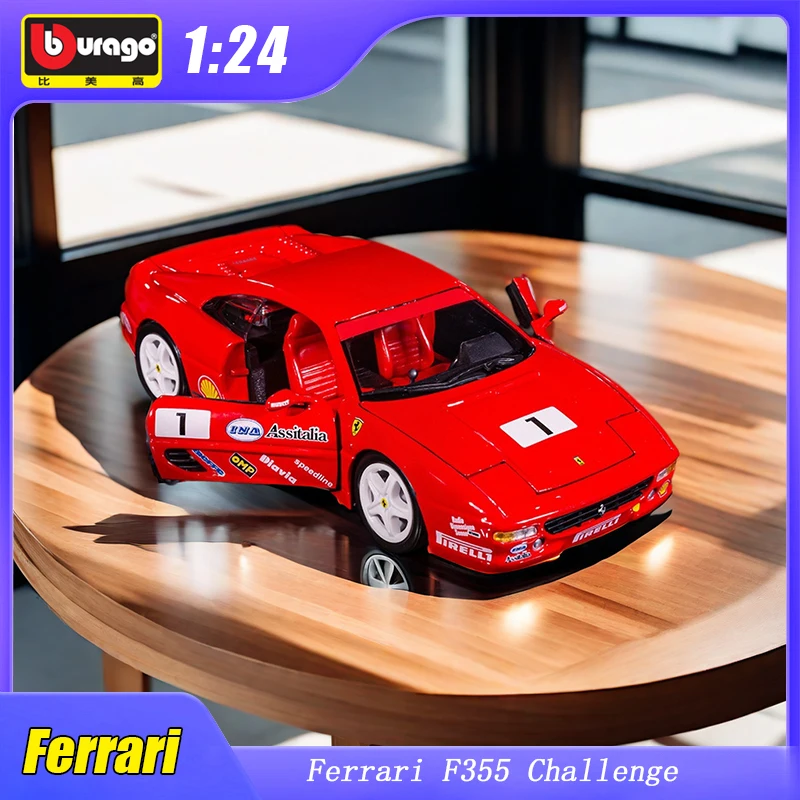 

Коллекционная модель автомобиля Ferrari F355 458, модель автомобиля из сплава, модель Bburago, спортивный раллийный автомобиль, роскошный автомобиль, коллекционные игрушки, подарок, 1:24