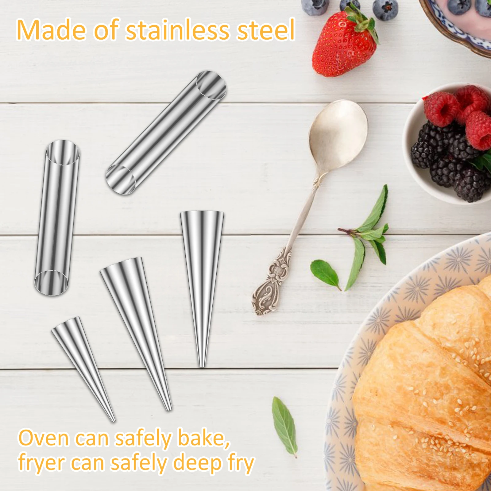 20/30Pcs Cannoli Forming Tube Kit Non-stick Stainless Steel Cream Horn Cream Roll Mold Danish Pastry Cone Tubular Baking Molds