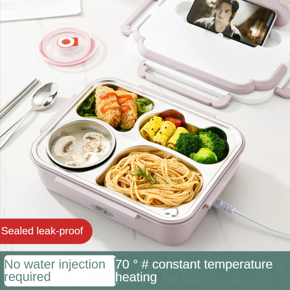 70 ° Constant 304 Stainless Steel Electric Lunch Plug-in Car Heat Preservation Hot Dishes Fast Food Plate Home Office Bento Box