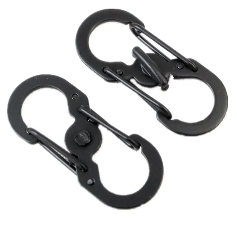 Outdoor Camping S Type Carabiner With Lock Mini Keychain Hook Anti-Theft Outdoor Camping Backpack Buckle Key-Lock Tool 1/5/10Pcs carabiner clips keychain carabiner