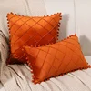 30x50cm 45x45cm Velvet Throw Pillow Cover with Cute Pompom Orange Pleated Decorative Farmhouse Boho Pillowcase Cuscini Divano 방석 1