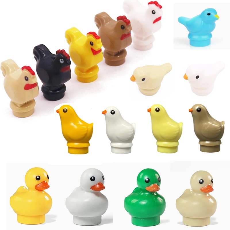 MOC 동물 장면 빌딩 블록 고양이 개 양 돼지 닭 독수리 앵무새 돌고래 동물원 프람 액세서리 DIY 장난감 브릭 T14