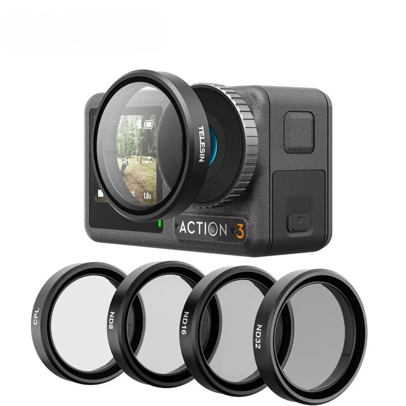 Camera-lensfilterset voor DJI Osmo Action 4 Action 3, 4-delige set CPL ND32 ND16 ND8 polariserende neutrale dichtheid HD lensfilter, beschermhoes voor DJI Action-accessoires
