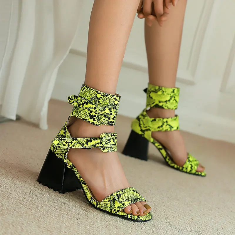 

Small Size 33 Open Toe Women Summer Chunky High Heeled Shoes Ankle Strap Classic Mature Lady Square Heels Sandals For Small Foot
