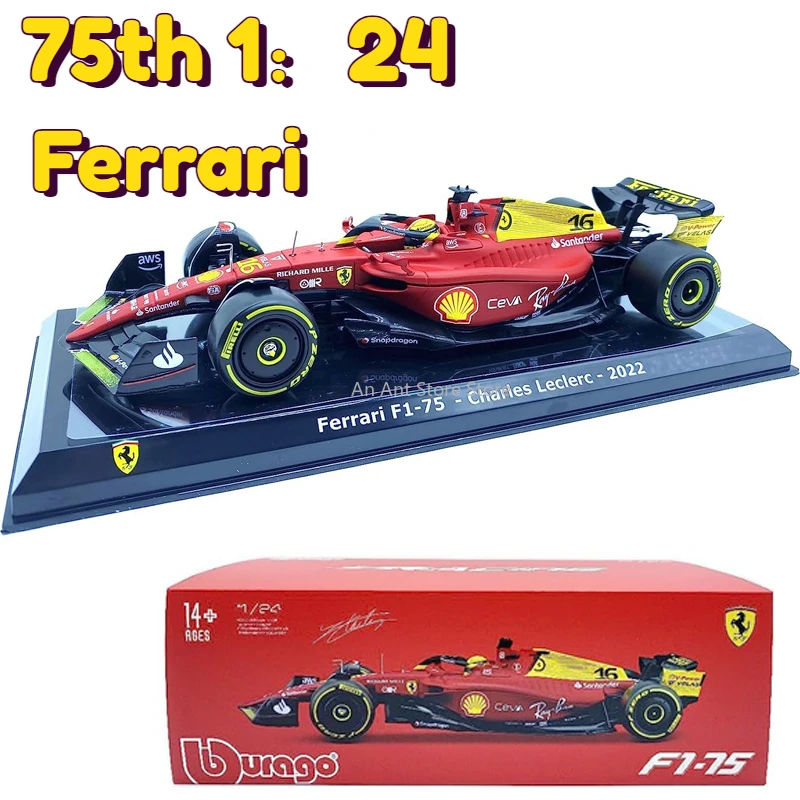 

Bburago 1/24 #55 #16 for Ferrari 75th Anniversary Static Formula One Alloy Racing Car Die Cast Vehicles Model Collectible Gift