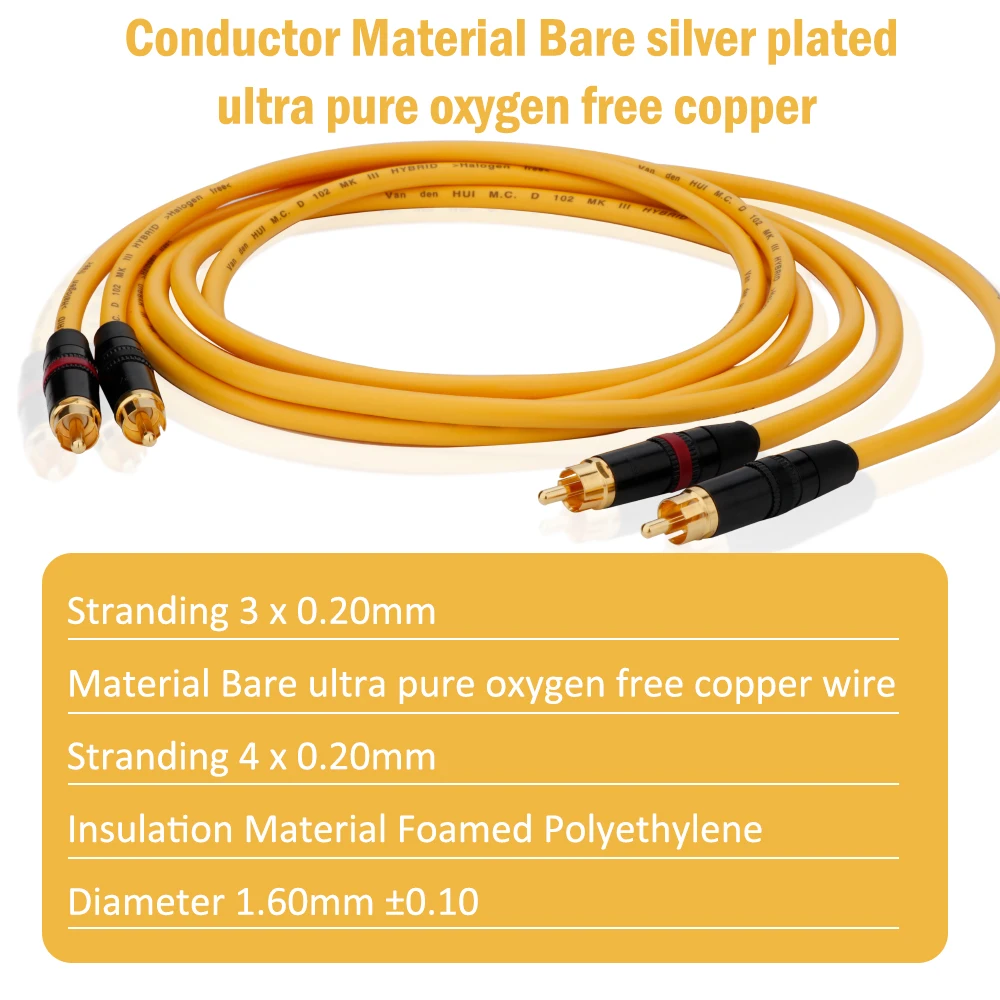 Coppia Rca Phono A Rca Phono Lead Ofc Cavi Placcati Argento, Cavo Audio Da Rca A Rca Per Home Theater, Hdtv, Amplificatori, Hi-Fi Syst