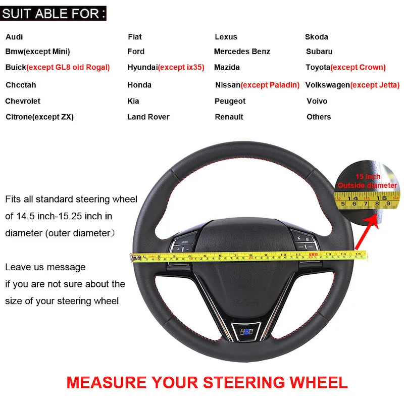 Universal 38cm Car Steering Wheel Cover Suede Car Accessories DIY Auto Steering Wheel Wrap Non-slip Covers 15 inch car steering wheel cover
