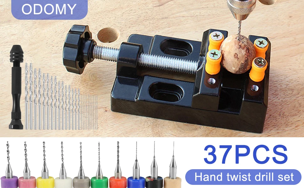 New 37Pcs Hand Drill Set Portable Small Hand Drill Bit Kit Aluminum Alloy  Twist Drill Bit and PCB Mini Drill Bit Set with Large - AliExpress