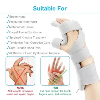 Supporto per tutore per mano per ictus Supporto per stecca per mano notturna regolabile per dito Poggiapolsi ortopedico Artrite Tendinite Riabilitazione