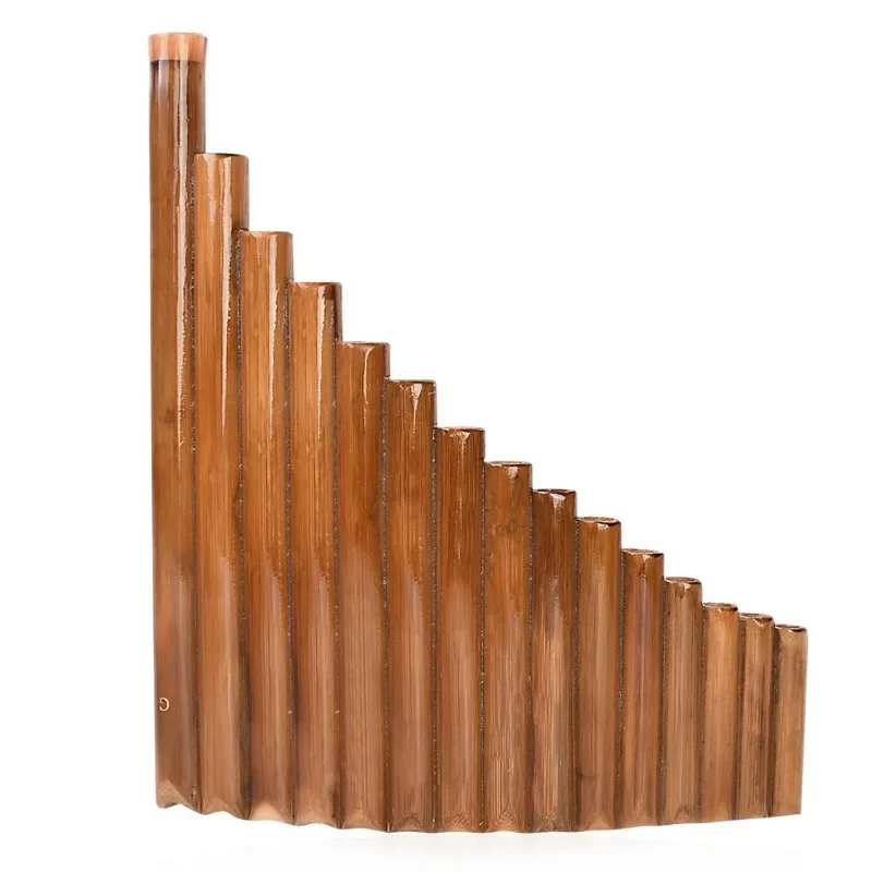 Bamboo Pan Flute 15 Pipes G Key Portable Panpipes Left Right Hand Adults Beginners Practice Traditional Wood Wind Instrument