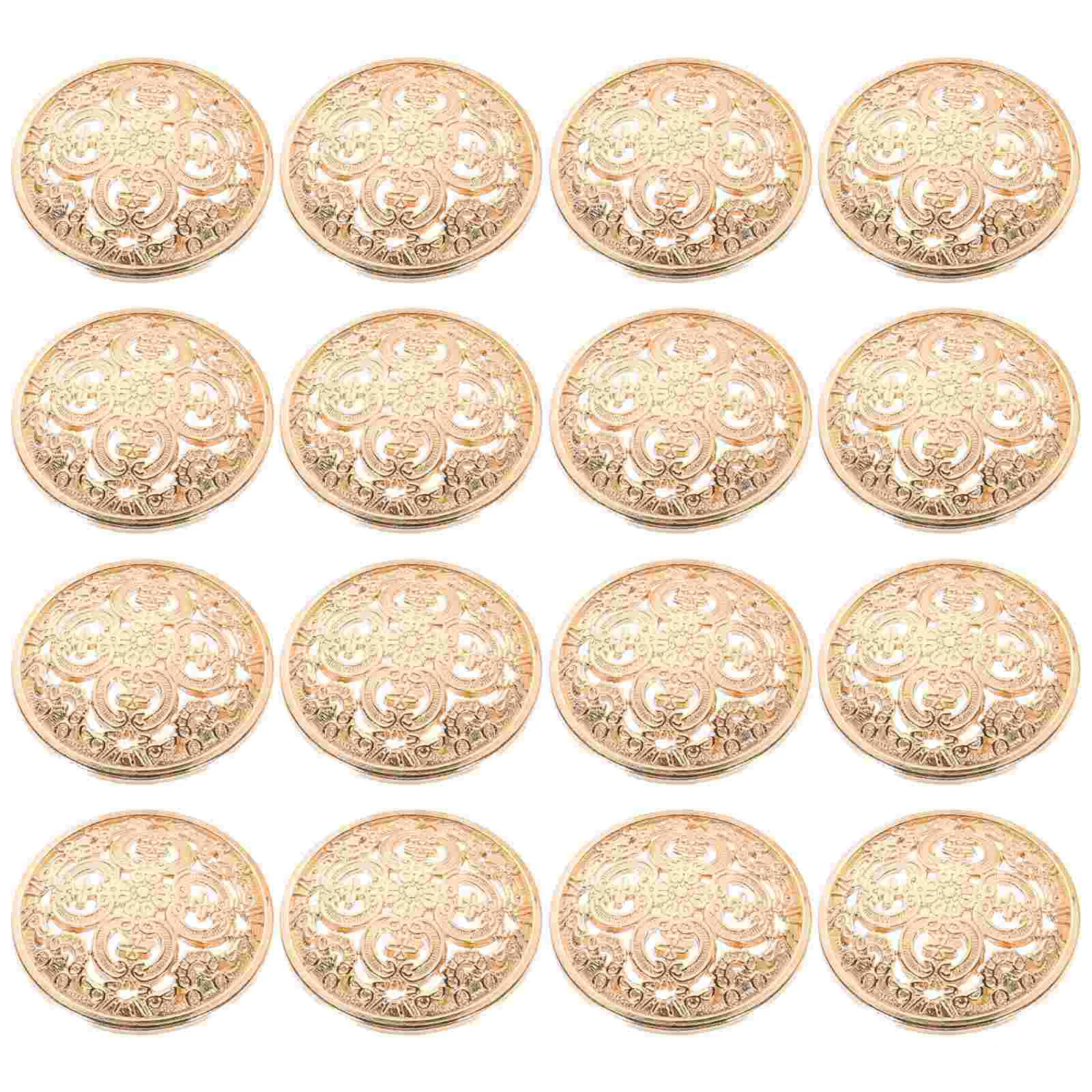 

30pcs 25mm Stylish Metal Buckle Hollow-out Button Handcraft Tools Down Button DIY Sewing Buttons for Decor Use (Light Golden)