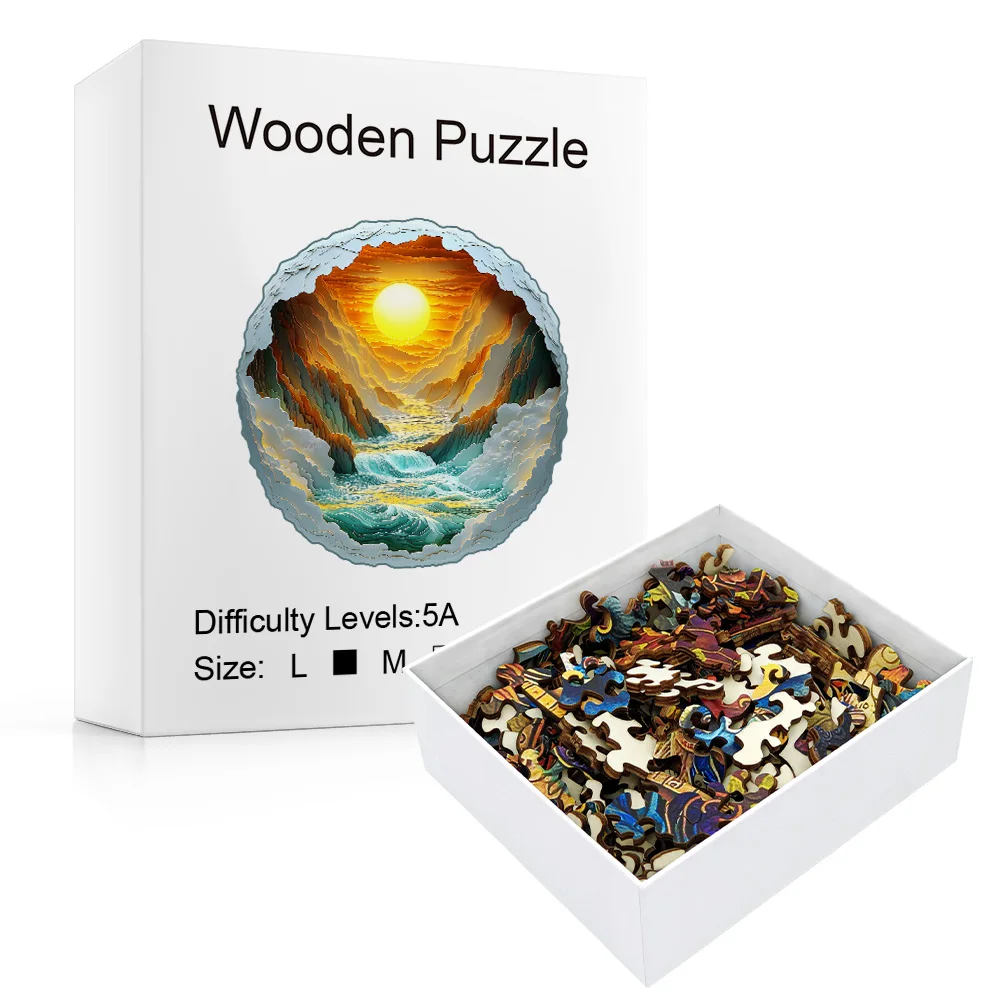 Puzzle for Adults 3D Visual Full Sun in The Mountains Wooden Jigsaw Puzzles Unique Animal Shape Wood Cut Puzzles jigsaw puzzles wooden jigsaw puzzles wooden puzzle toys educational puzzles