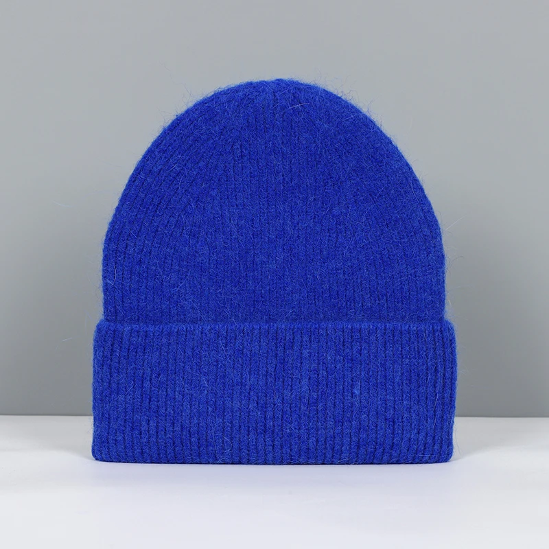 Women's Fashionable Real Rabbit Fur Winter Beanie - Warm and Stylish Solid Hat