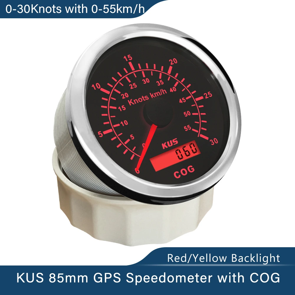 KUS Boat Yacht Waterproof 85mm GPS Speedometer Gauge Meter 0 15 Knots 0 30  Knots 0 60 Knots 12V 24V with Red /Yellow Backlight|gps speedo|gauge  metergauge speedometer - AliExpress