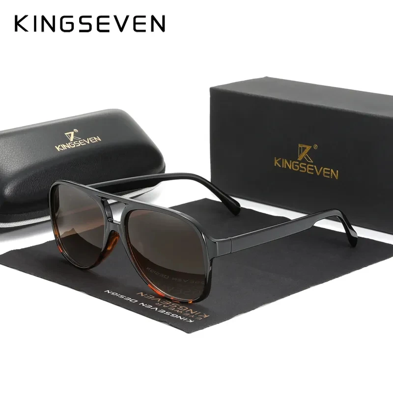 

KINGSEVEN Classic Retro Vintage Aviation Pilot Sunglasses Women Men Luxury Brand Designer Shades 70s Orange Lens Oculos De Sol
