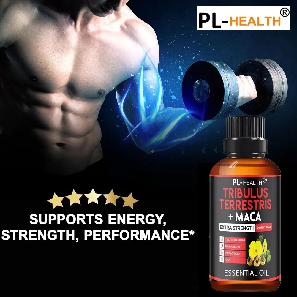 Tribulus Terrestris Essential Oil Combined with Ashwagandha Panax Ginseng Boost Energy Mood Stamina 30ML