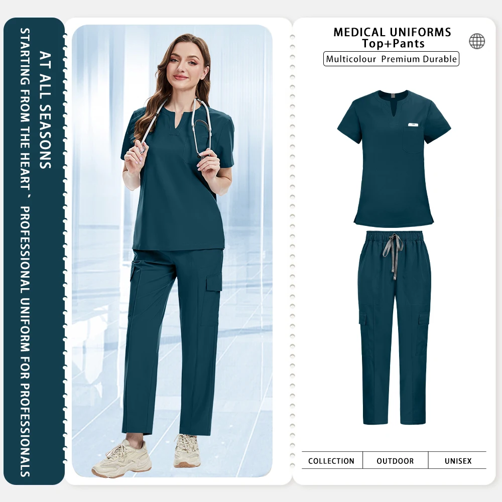 Conjunto de exfoliante médico para mujer, uniforme quirúrgico para médico y enfermera, ropa de trabajo duradera para servicio sanitario pediátrico Dental de secado rápido