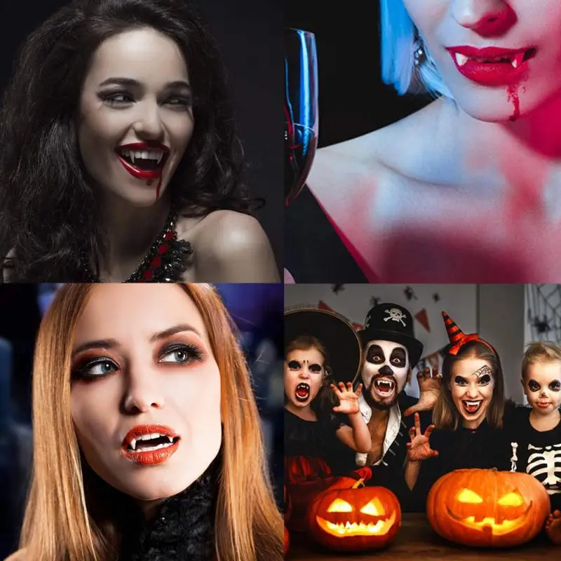 

1 Pairs Halloween Vampire Teeth Fangs Dentures Props Party Costume DIY Cosplay Props False Teeth Resin Fangs With Solid Glue