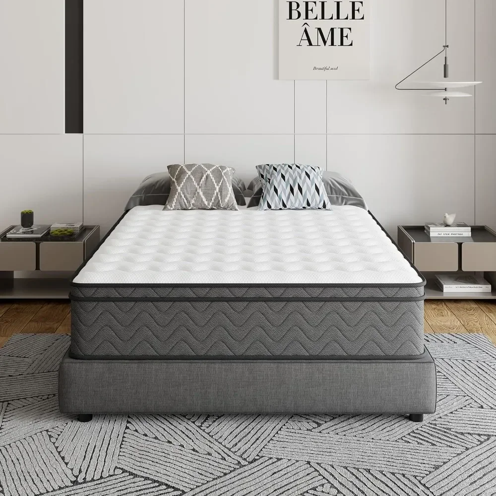Queen Mattress, 10 Inch Innerspring Hybrid Mattress in A Box, Individually Pocket Coils for Motion Isolation & Cool Sleep 4