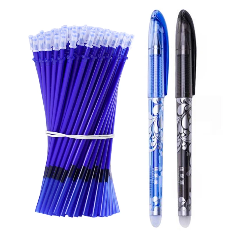 

52Pcs/Set Erasable Pen Gel Pens 0.5mm Blue/Black ink Refills Rod Washable Handle School Writing Office Kawaii Stationery Gel Pen